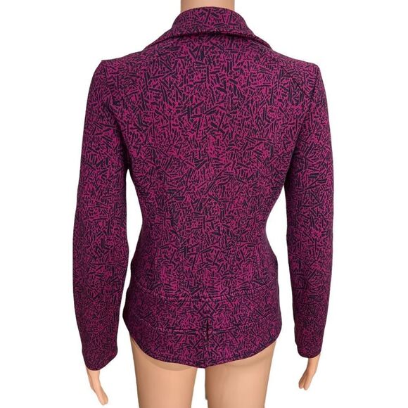 NIC+ZOE Women Size PS FUCHSIA AND BLACK Stretch Knit Blazer Cotton Blend - Picture 2 of 7